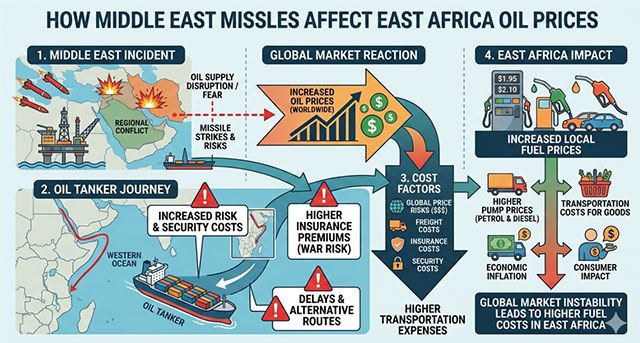 How Middle East missiles and Gulf war affect East Africa fuel prices and economy