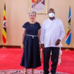 French Ambassador to Uganda Virginie Leroy meeting with President Yoweri Museveni