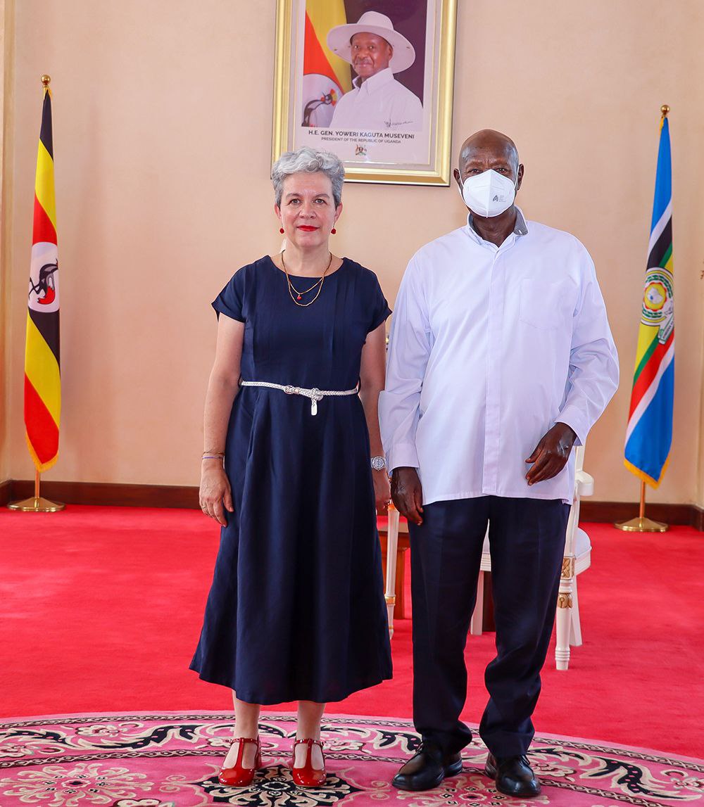 French Ambassador to Uganda Virginie Leroy meeting with President Yoweri Museveni