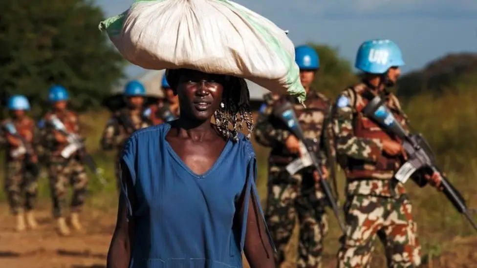 UN peacekeepers and displaced civilians in South Sudan amid conflict and humanitarian crisis